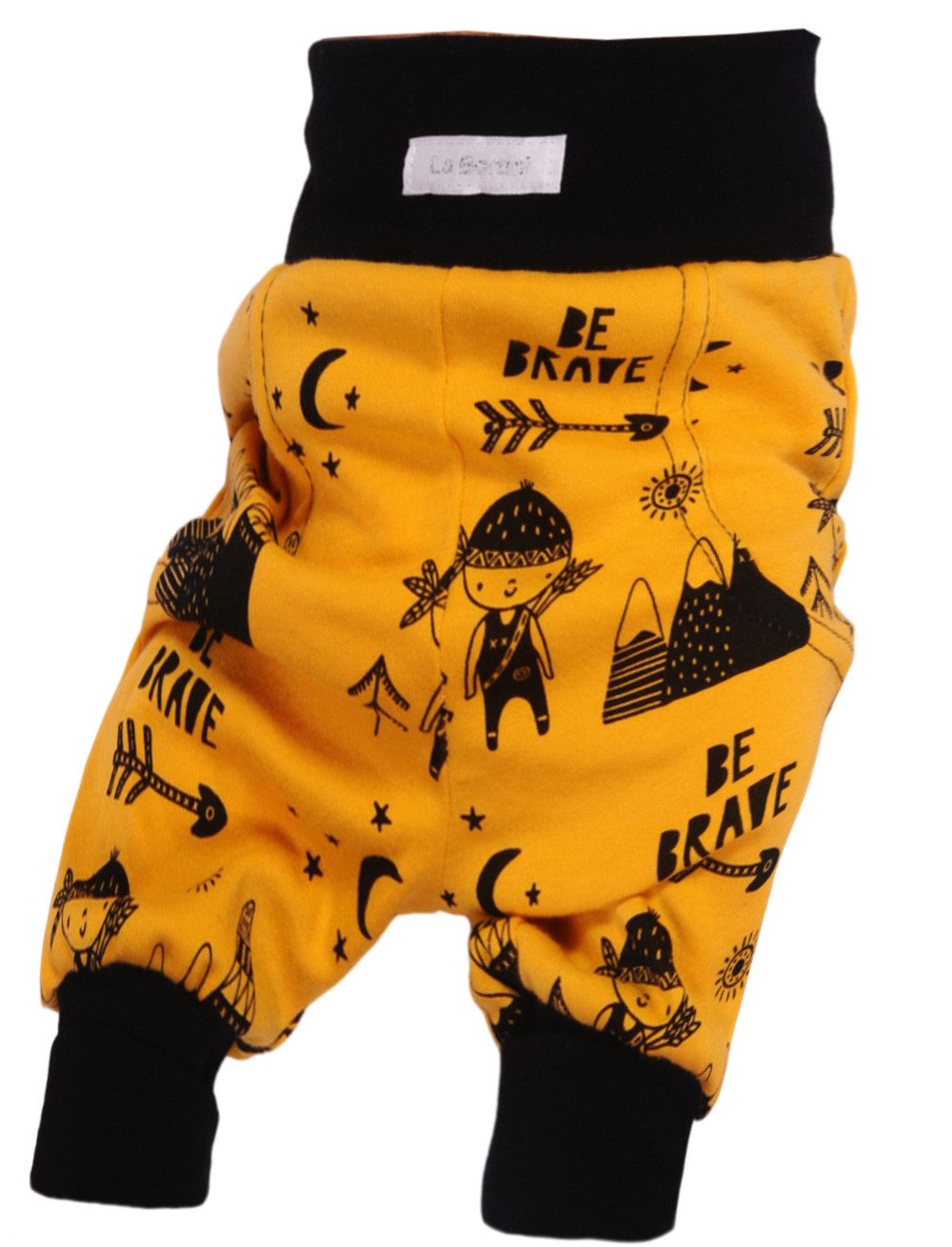 La Bortini Stoffhose Baby Hose in Senfgelb Mitwachshose Schlupfhose für Kinder aus Baumwolle, elastisch, weich, 44 50 56 62 68 74 80 86 92 98