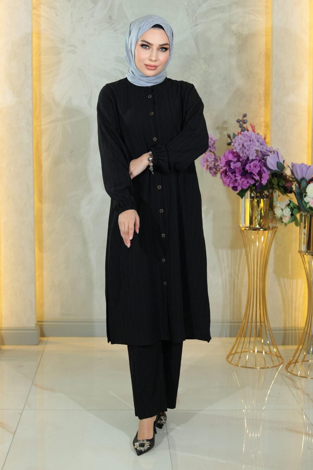 MODAMİHRAM Tunika Zweiteiliges Set mit Knöpfen