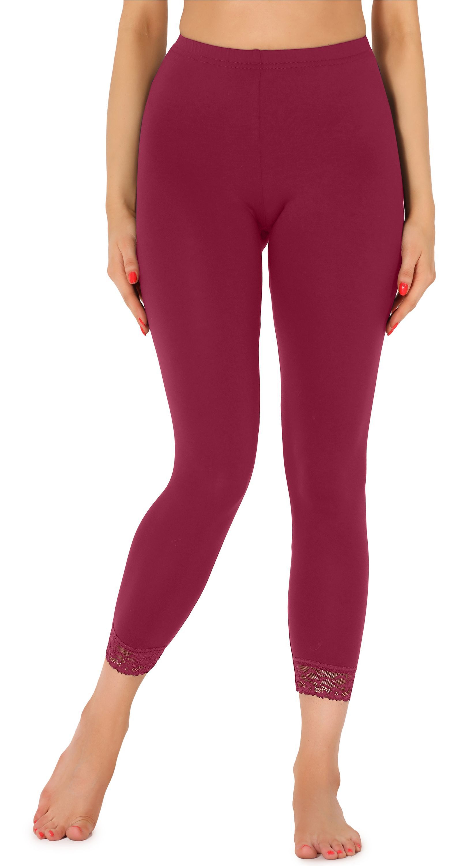 Merry Style Leggings Damen 7/8 Hose mit Spitze MS10-342 (1-tlg) aus Viskose