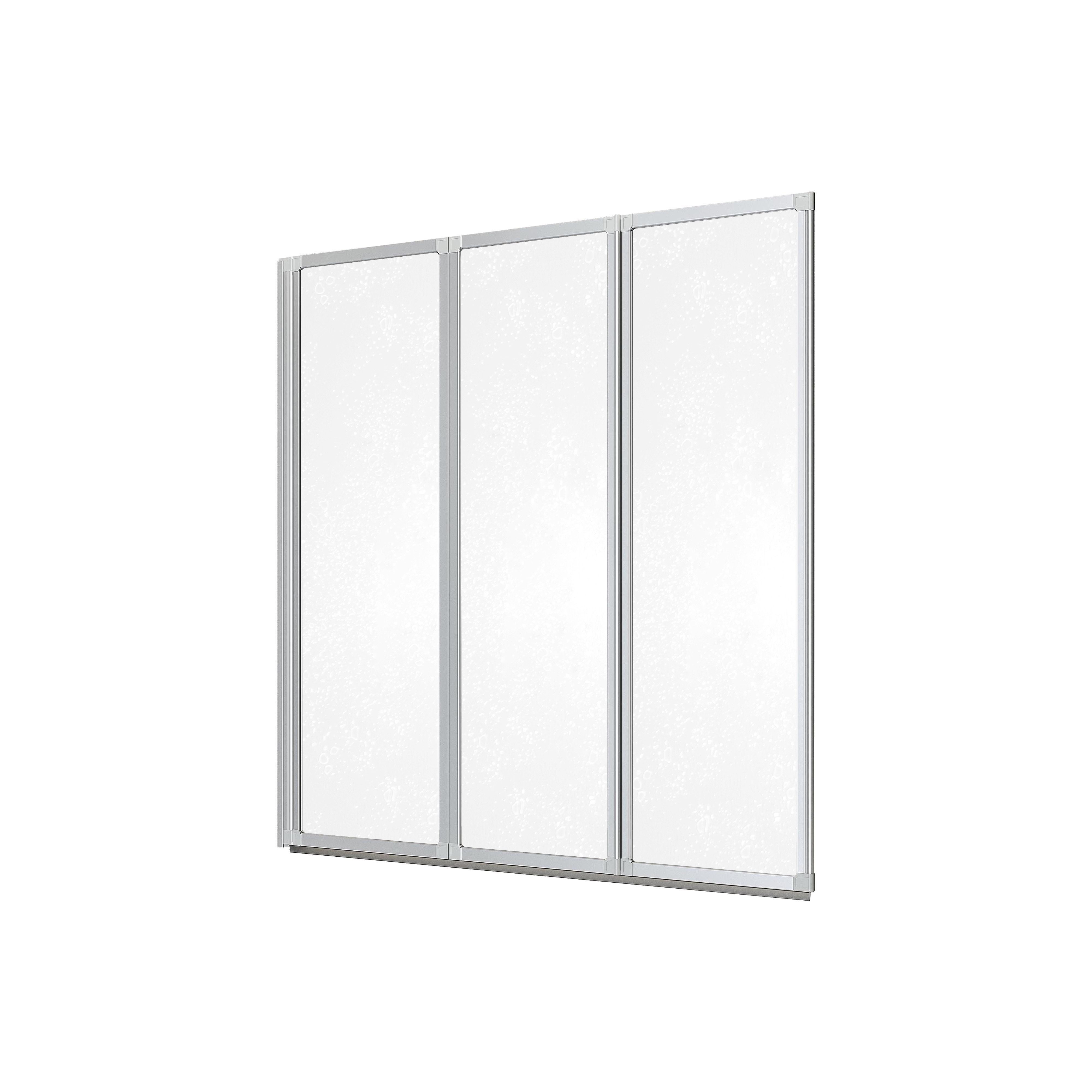 Schulte Badewannenfaltwand Well 127 x 140 cm, Kunstglas, (3 tlg), Tropfen Dekor Alu-Natur – Bild 5 von 5