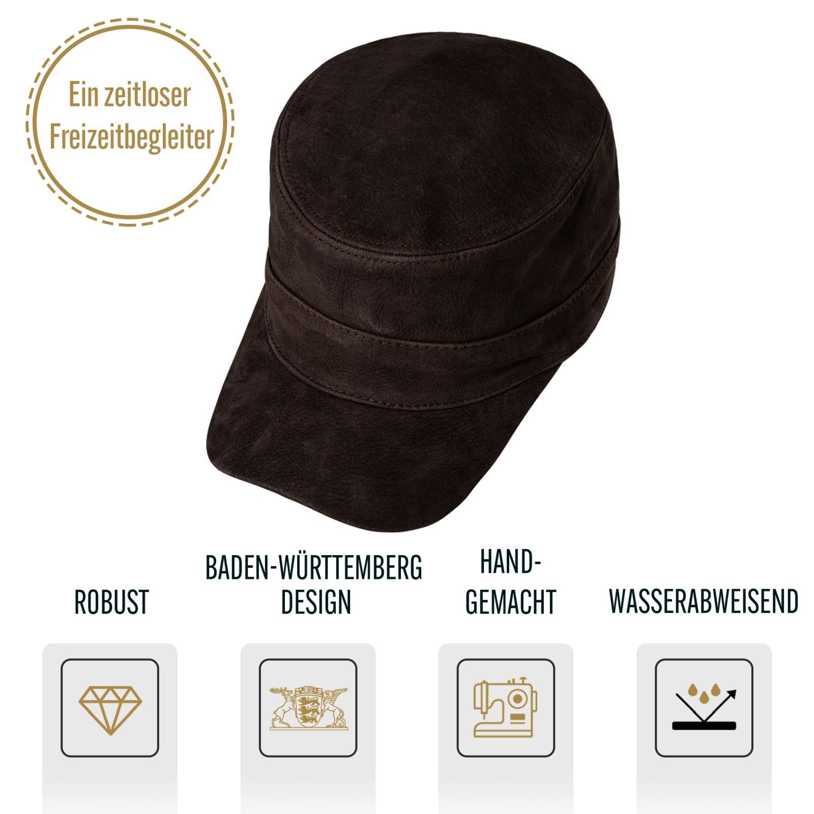 BLACK FOREST FOX Cowboyhut Herren Leder CUBA Cap Hut Schirmmütze in versch. Farben & Leder Marrone