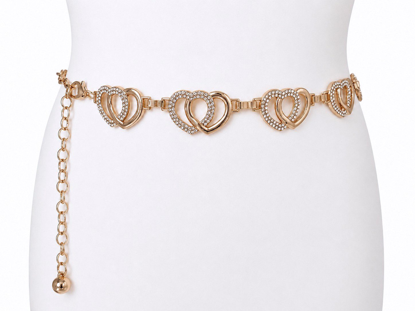 Cassandra Accessoires Kettengürtel Damen Taillenkette Hüftkette Gold - mit funkelnden Straßsteinen