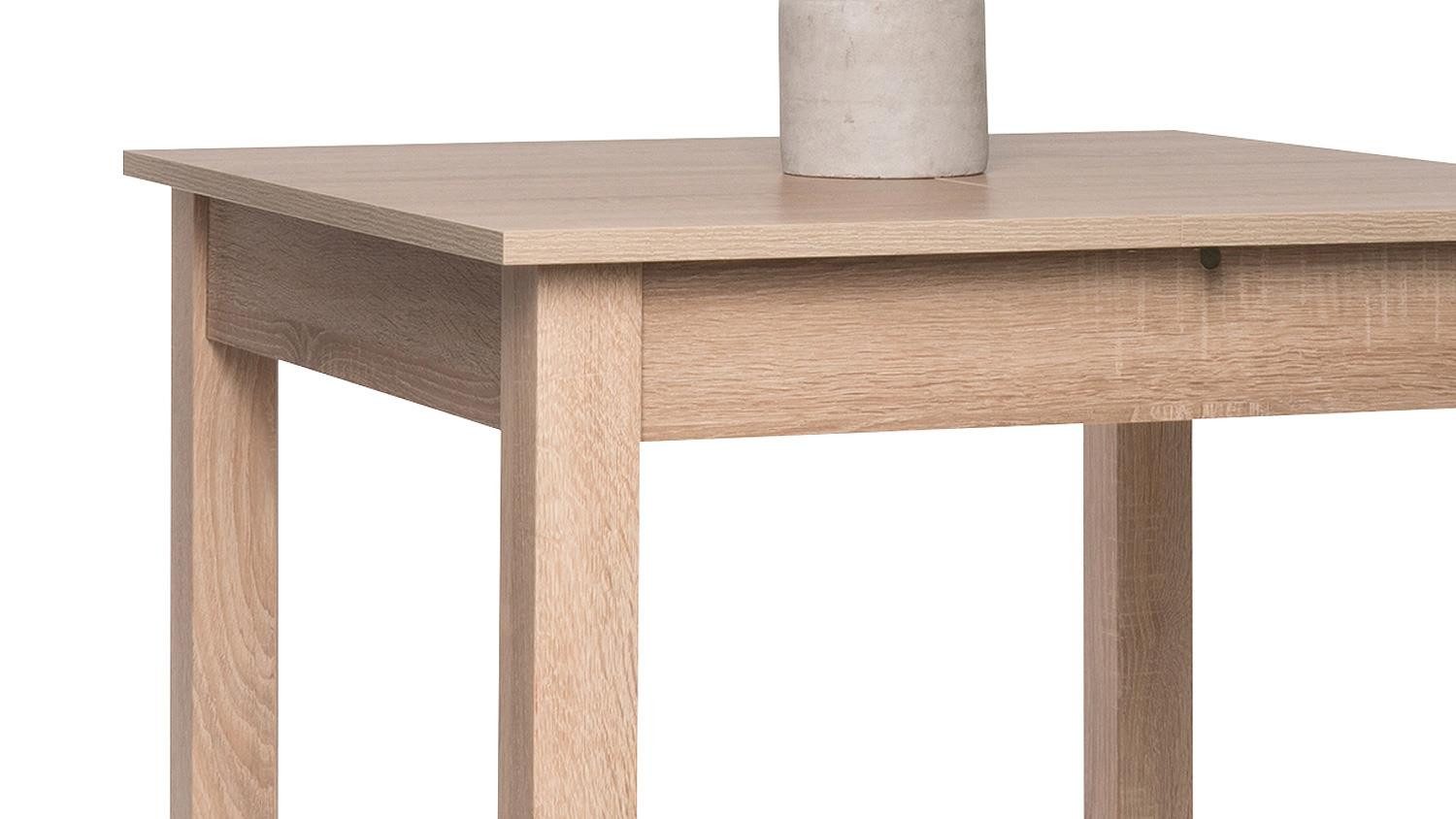 Finori Esstisch Esstisch Charisse Ausziehtisch Sonoma Eiche dekor ca. 80-120x80 cm, Tischplatte ausziehbar auf 120 cm