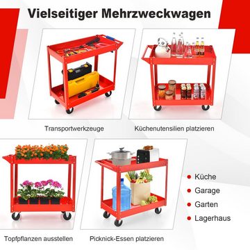 COSTWAY Werkzeugwagen, Rot, max. Traglast:100,00 kg, 2 Etagen, 85x41x79cm