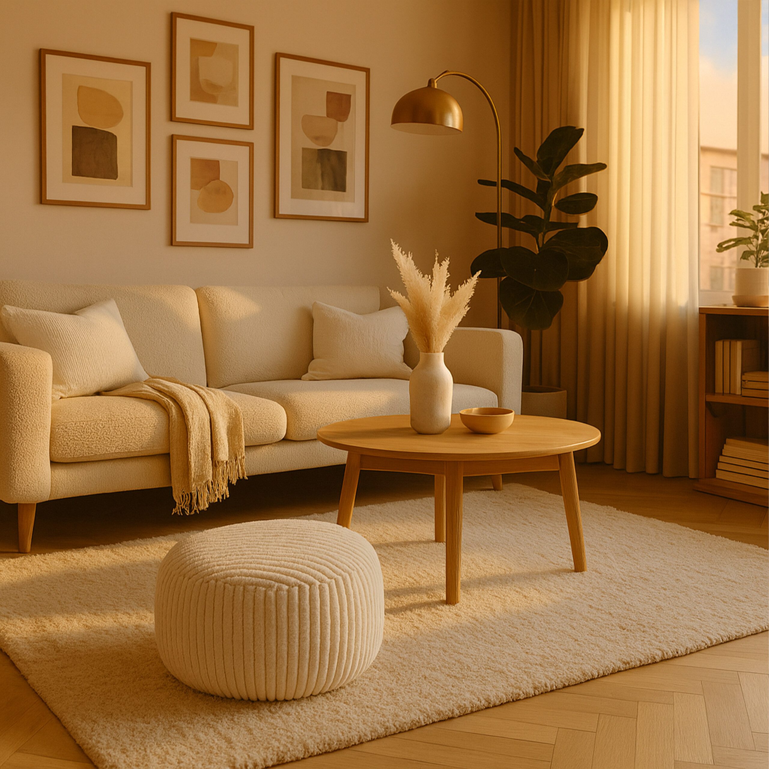 relaxdays Pouf mit Cordbezug, Beige