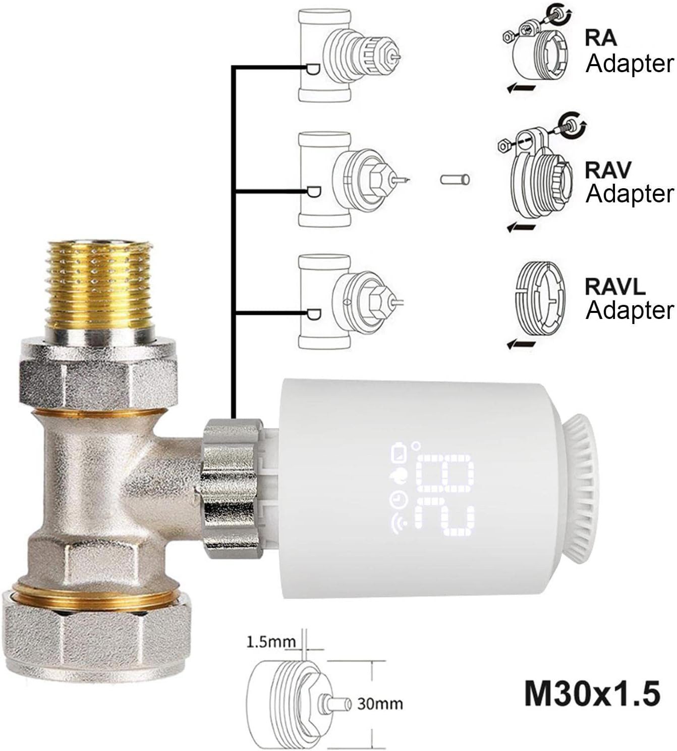 Athlix Heizkörperthermostat Smartes Heizkörperthermostat Ventil, (1 St) Thermostat Ventil Temperatur Controller Unterstützung