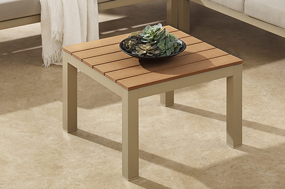 riess-ambiente Gartentisch ORLANDO LOUNGE 60cm greige natur · wetterfester Outdoor-Beistelltisch (Einzelartikel, 1-St), Terrasse · Metall · Outdoor-Gartentisch · Balkon · Modern Design