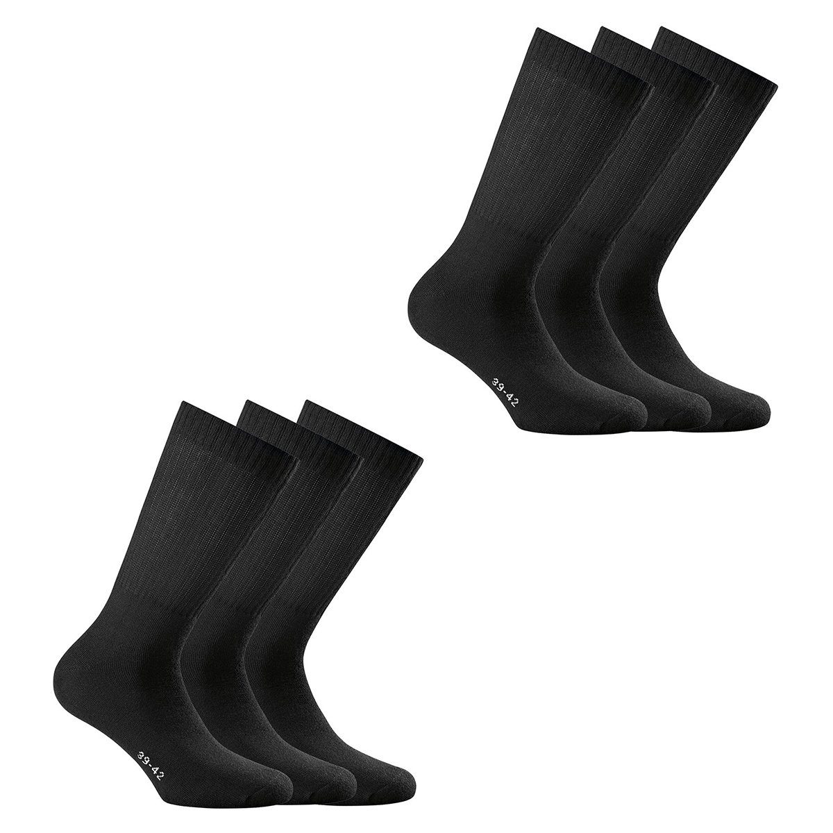 Rohner Socks Sportsocken Unisex Sport Socken, 6er Pack - Basic Sport Schwarz