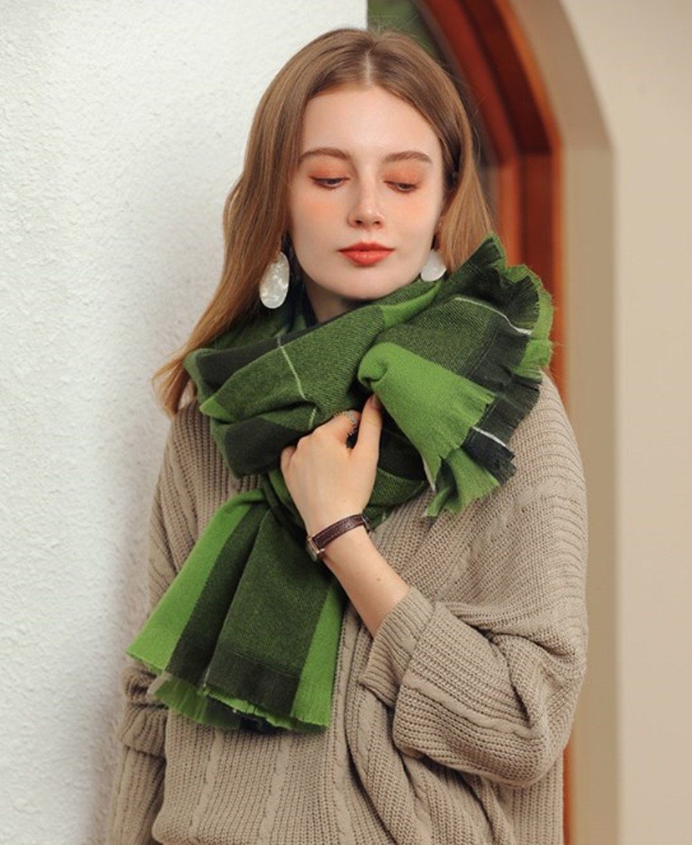 XDeer Wollschal Damen Schal,kuschelweich Karo,Winter Schal günstig online kaufen