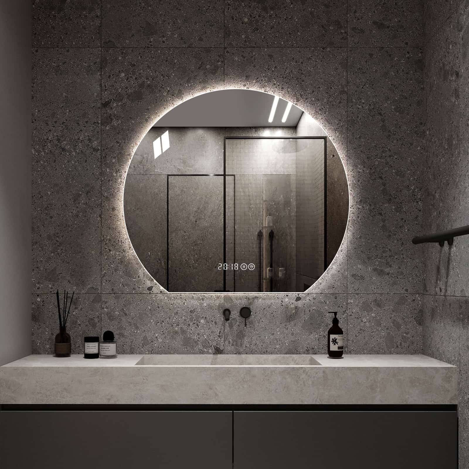 ANYSUN Spiegel Runder LED Wandspiegel 80 cm mit Touch, Anti-Beschlag (LED Wandspiegel), immbarer Beleuchtung & moderner Lichtsteuerung,Badezimmer
