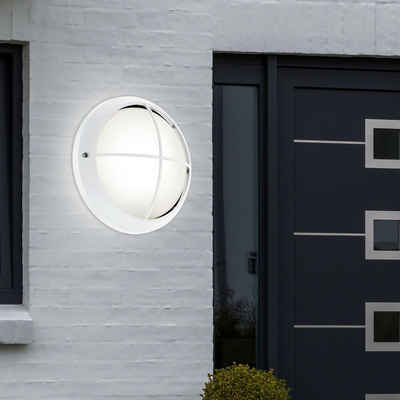 EGLO Außen-Wandleuchte, Leuchtmittel inklusive, Warmweiß, LED Wand Leuchte Außen Strahler runde Fassaden Lampe Struktur