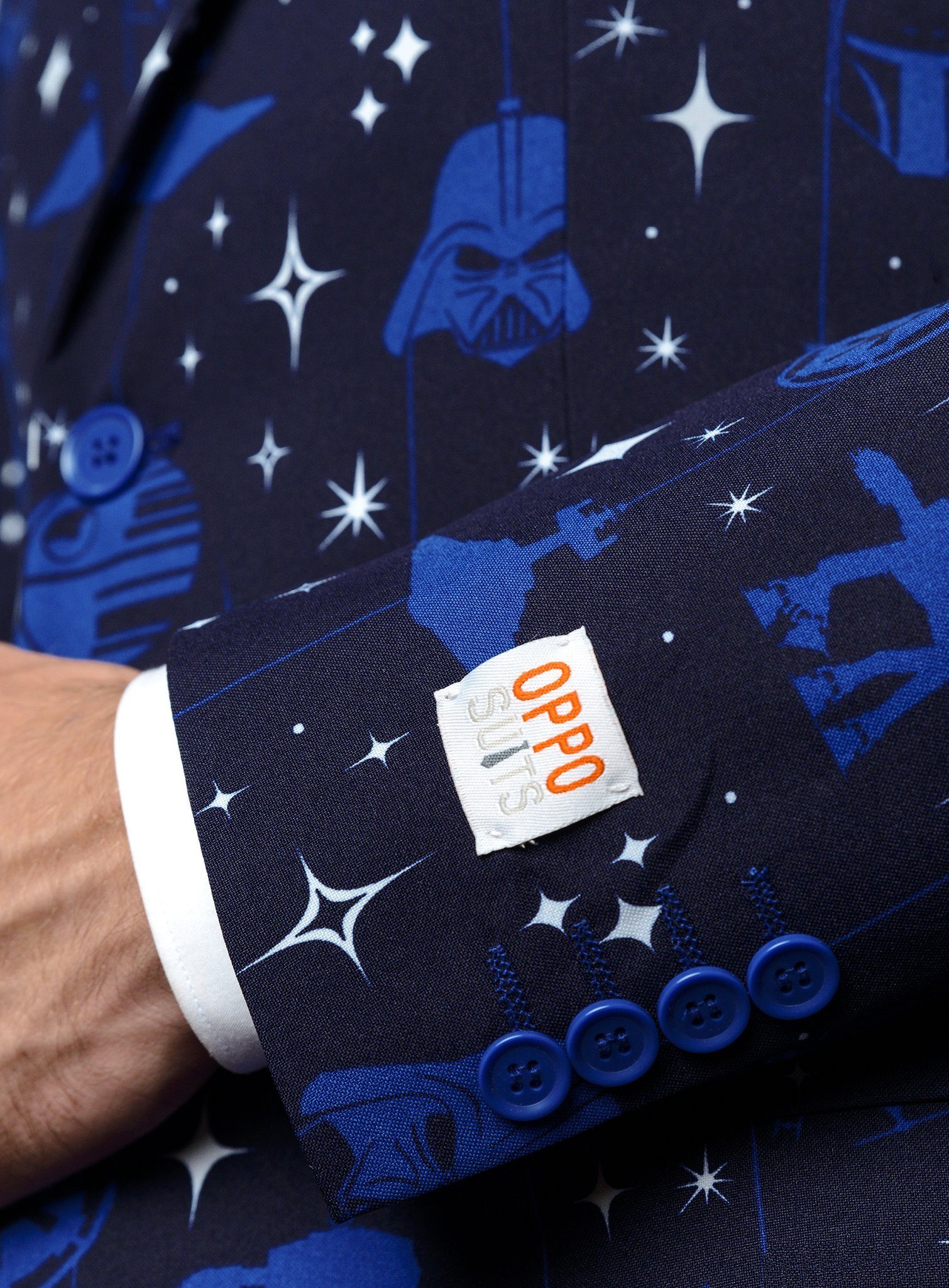 Opposuits Kostüm Starry Side Jackett - slim-fit Sakko für Karneval, Auch ohne Hose top: stylishes Sakko mit Krawatte