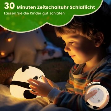 Powerwill Nachtlicht Panda Nachtlicht, Nachtlicht Dimmbar, Silikon Kinder Nachtlicht, LED fest integriert, Kinderlampe mit drei Helligkeitsstufen einstellbar, Warmlicht, Touch USB Lampe für Babyzimmer, Kindergeschenke