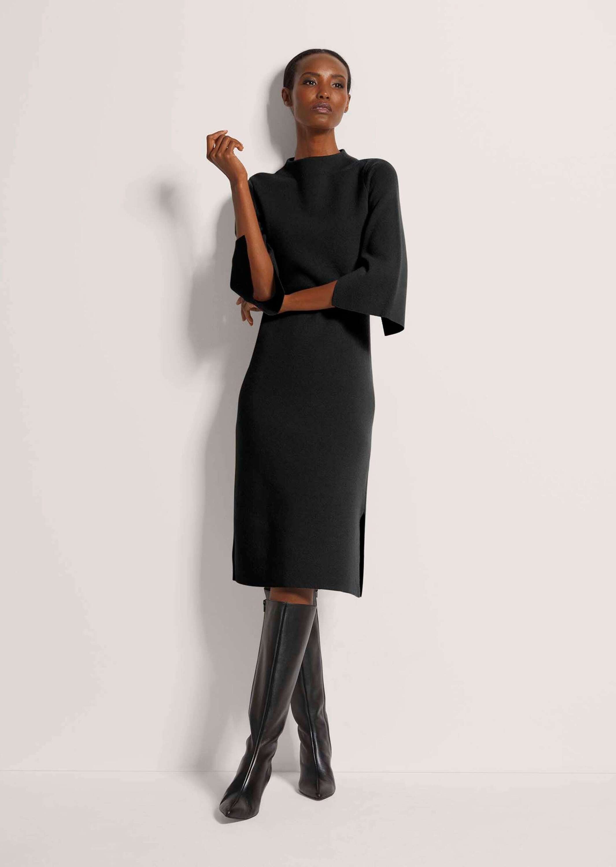 MADELEINE Strickkleid Halbarm Kaschmir-Strickkleid in Midilänge günstig online kaufen