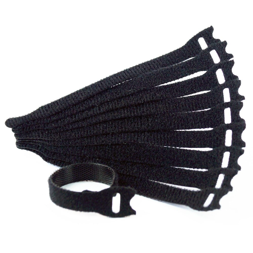 Goodymax Kabelbinder 10 x Klettkabelbinder Kabelklett Klett-Binder 10 cm schwarz beidseitig wiederverwendar Klettband Klettverschluss Kabel Organizer – Bild 2 von 5