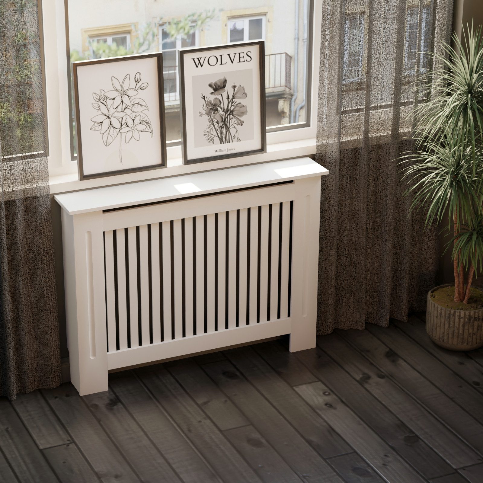 HAGO Heizungsverkleidung Heizungsabdeckung Holz 112x19x82cm Weiß Landhaus R günstig online kaufen