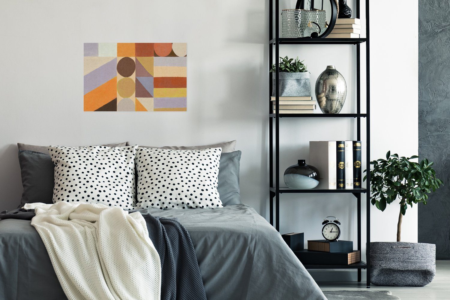 Wandposter Wohnzimmer, Farben St), Poster, - Geometrie (1 - Pastell, - Rahmen MuchoWow für Poster Formen Wandbild, Ohne