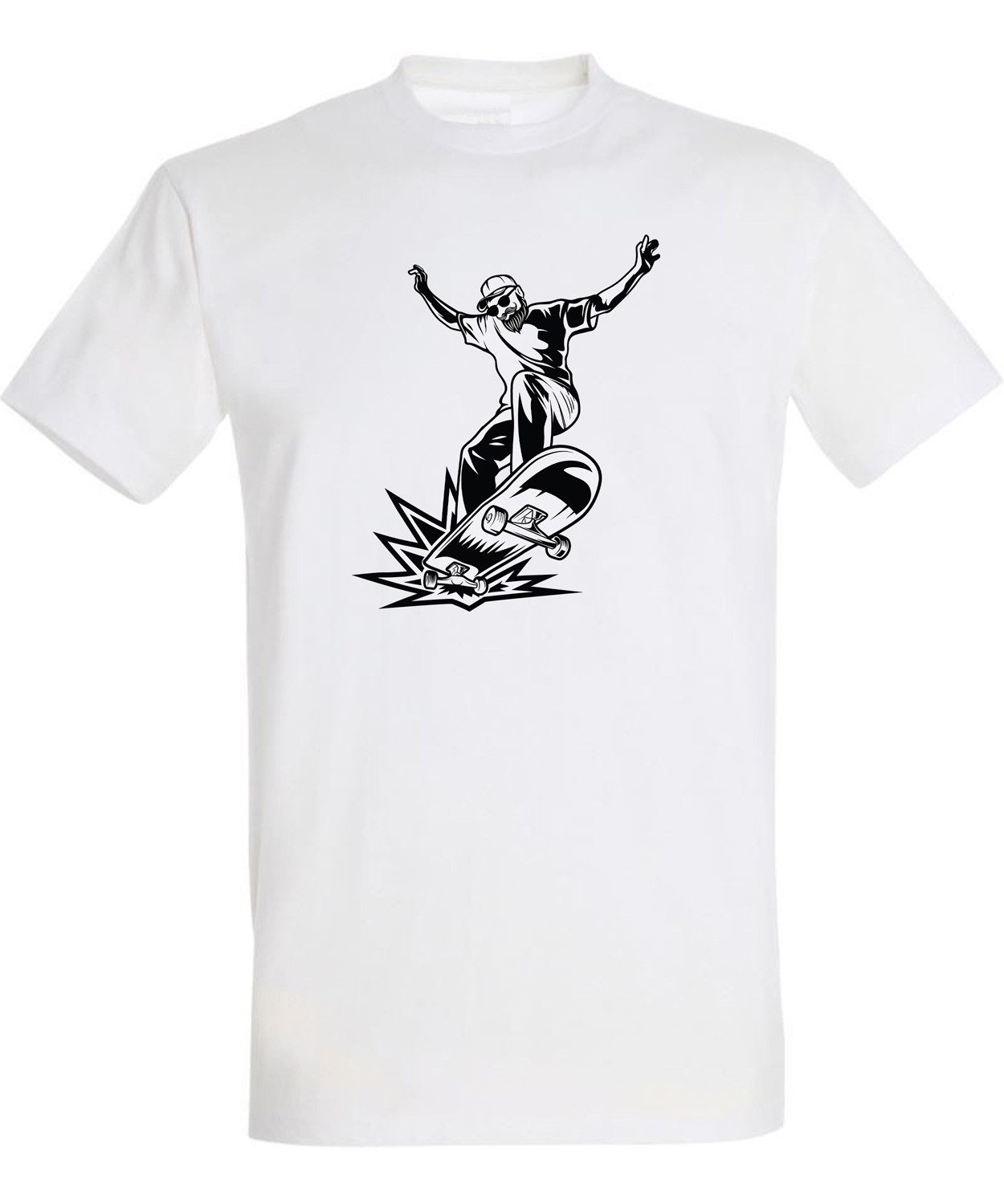 T-Shirt Herren Skater Shirt springender Skateboarder