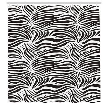 Abakuhaus Duschvorhang Moderner Digitaldruck mit 12 Haken auf Stoff Wasser Resistent Breite 175 cm, Höhe 180 cm, Schwarz-Weiss Wilde Zebra-Linien