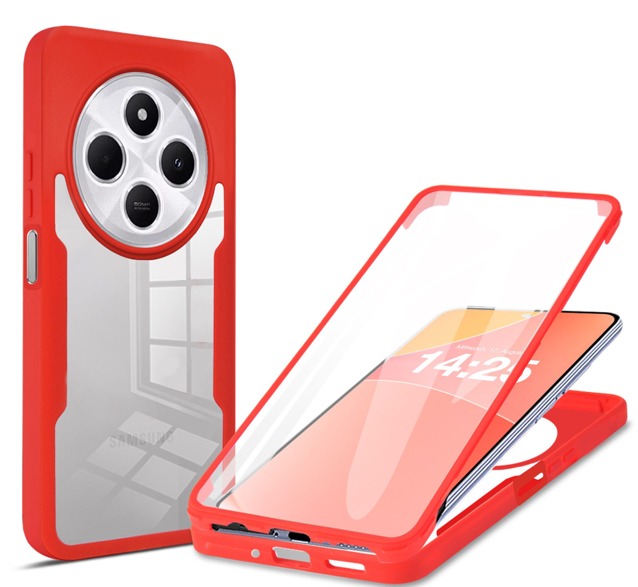 Tec-Expert Handyhülle 360 Grad Hülle für Xiaomi Redmi 14C 6.88 Zoll, 6.88, Rundum Schutz Cover Case Hülle robust