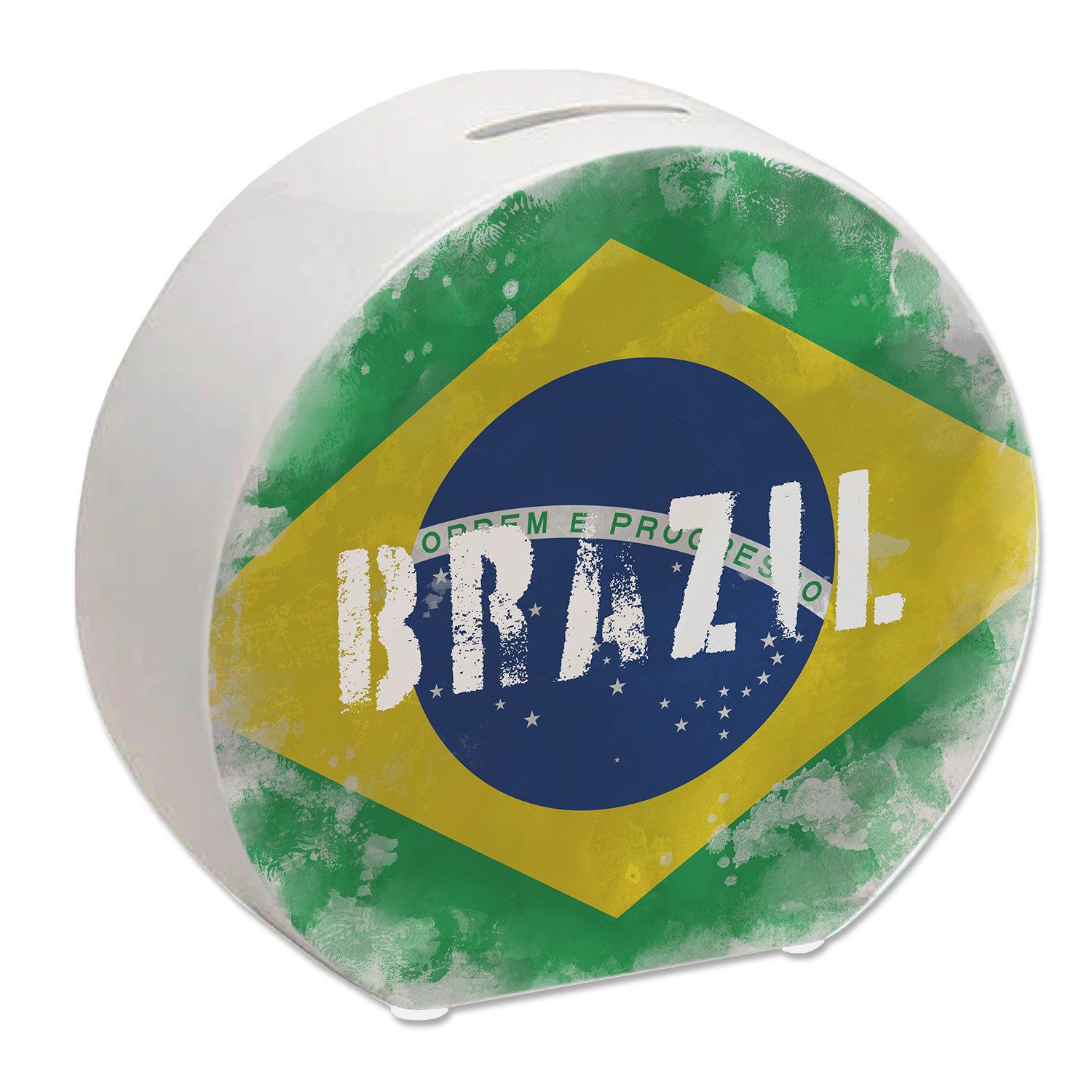 speecheese Spardose Spardose mit Brasilien-Flagge im Used Look - Sparschwein für Urlauber