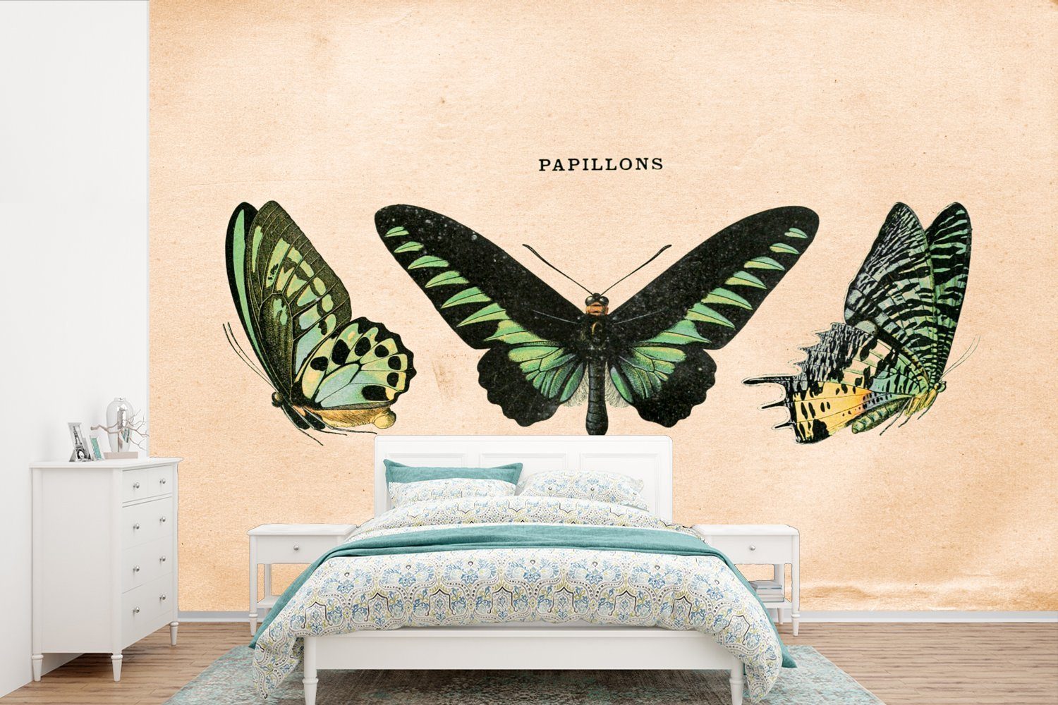 MuchoWow Fototapete Schmetterling - Tier - Insekt, Matt, bedruckt, (6 St), Wallpaper für Wohnzimmer, Schlafzimmer, Kinderzimmer, Vinyl Tapete