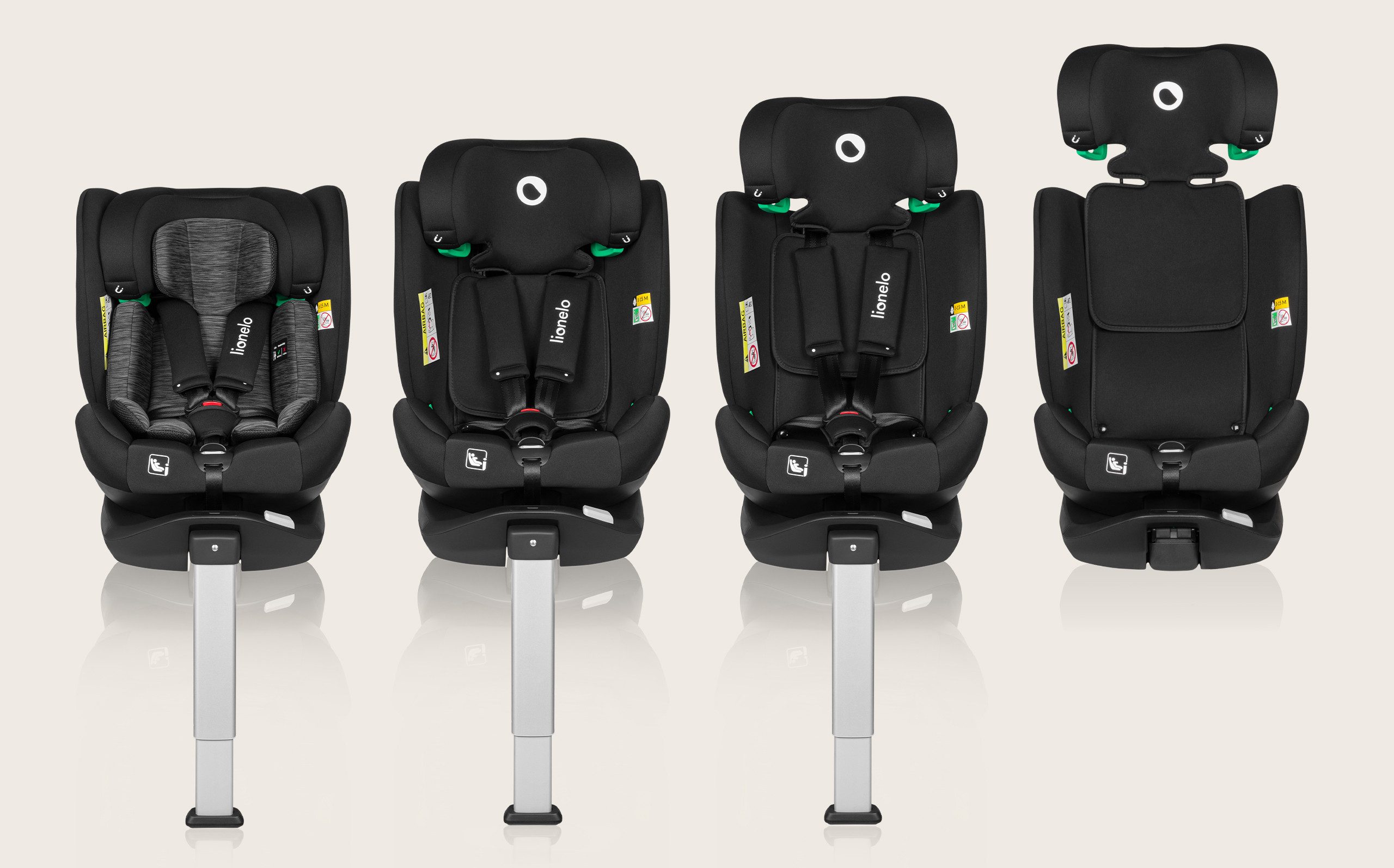 lionelo Autokindersitz BRAAM i-SIZE, ab: ab Geburt, bis: bis 36 kg (160 cm), ab: 40,00 cm, bis: 150,00 cm, (set), 4-in-1-Sitz / ISOFIX + Stabilisierungsfuß / sehr sicher