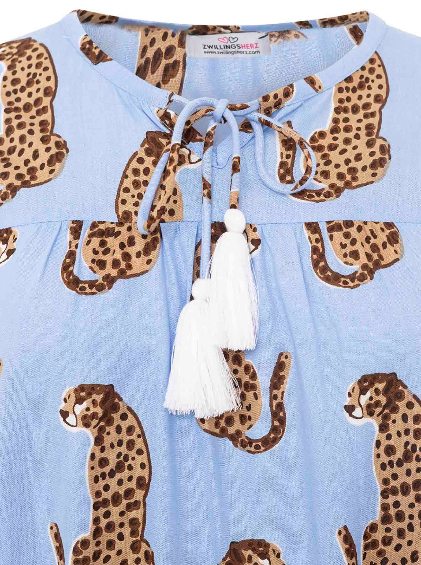 Zwillingsherz Klassische Bluse Trendy Tiger / Lovely Leopard Tasseln – Bild 3 von 3