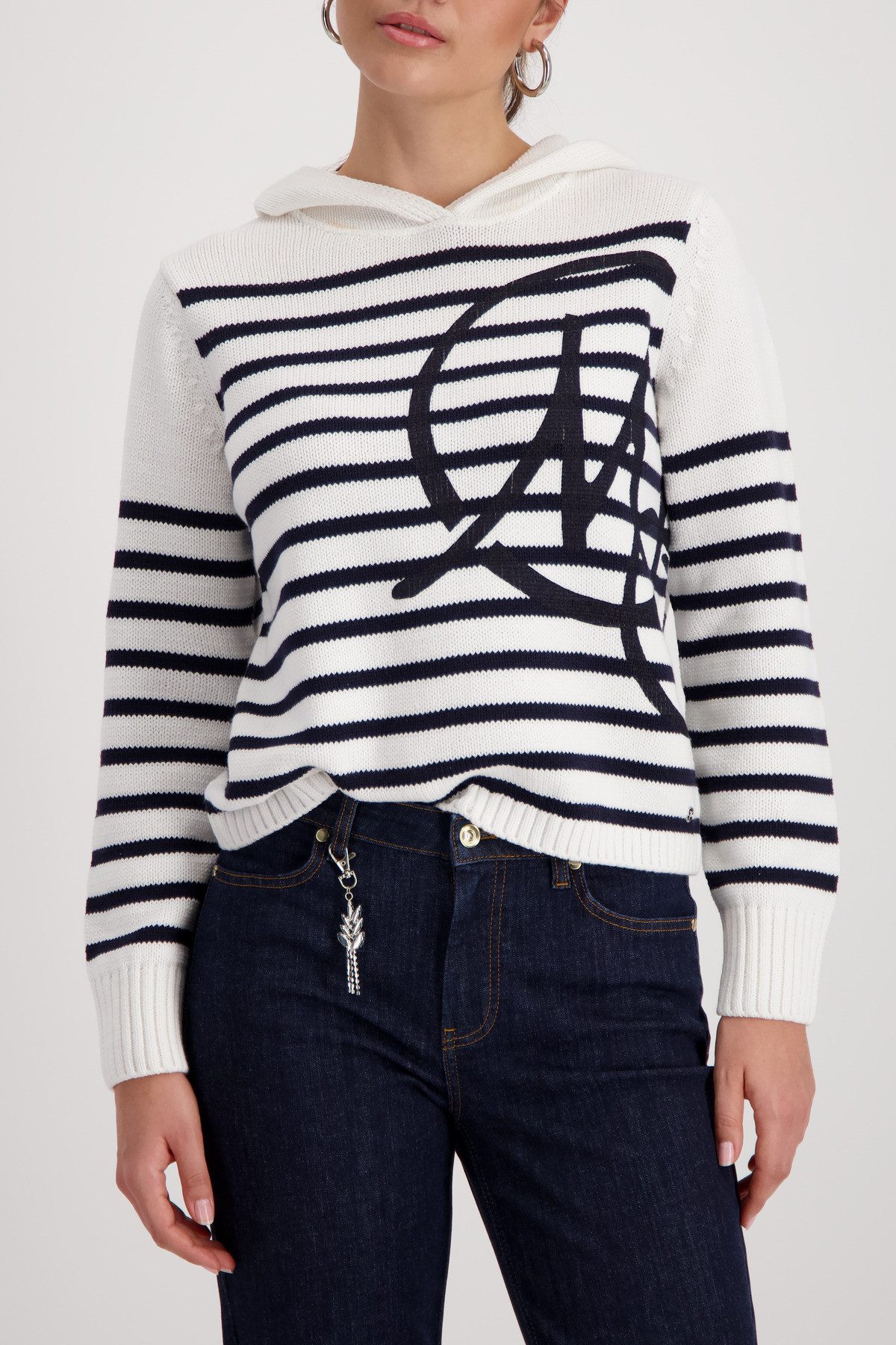 Monari Kapuzenpullover Regular Fit, mit Intarsie-Muster