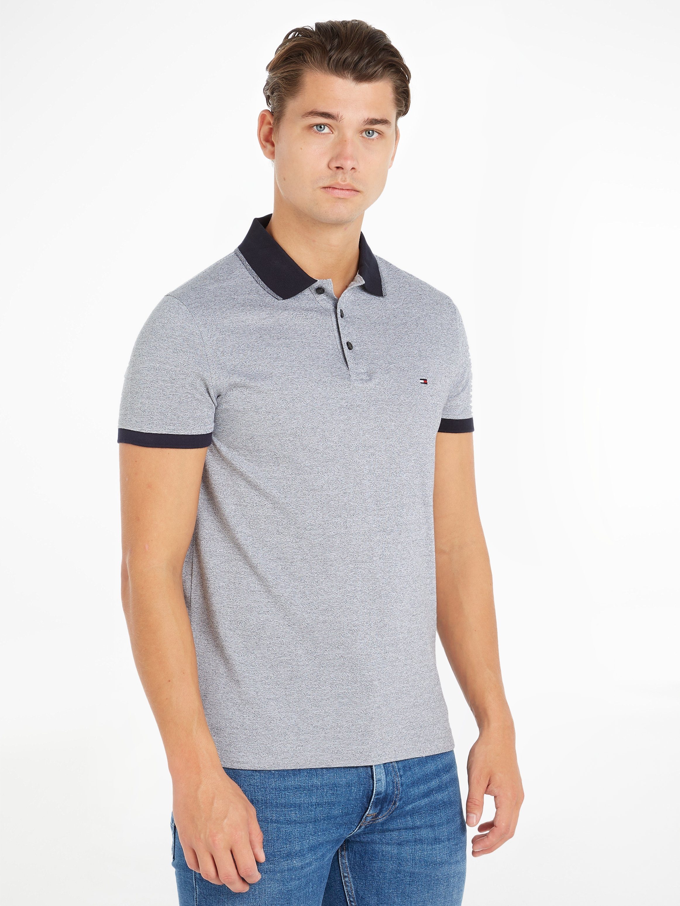 Tommy Hilfiger Poloshirt MOULINE TIPPED SLIM POLO White / Desert Sky Mouline | Poloshirts