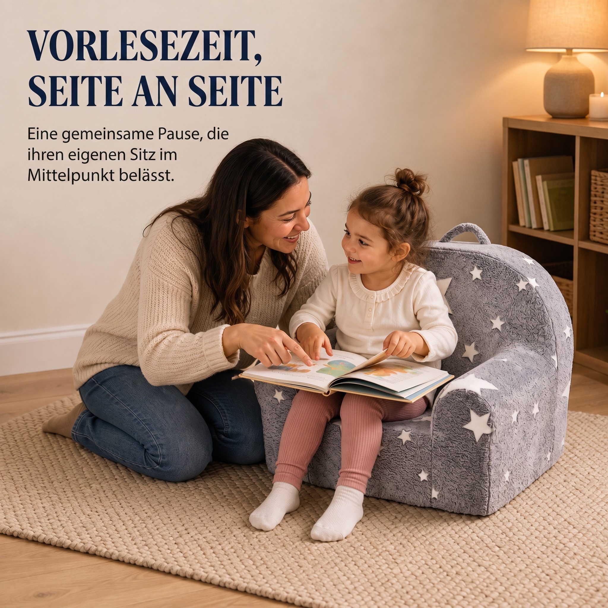 Jiexi Kindersofa Kindersessel Leuchtet im Dunkeln mit Sternen Plüsch Kindersofa – Bild 3 von 5