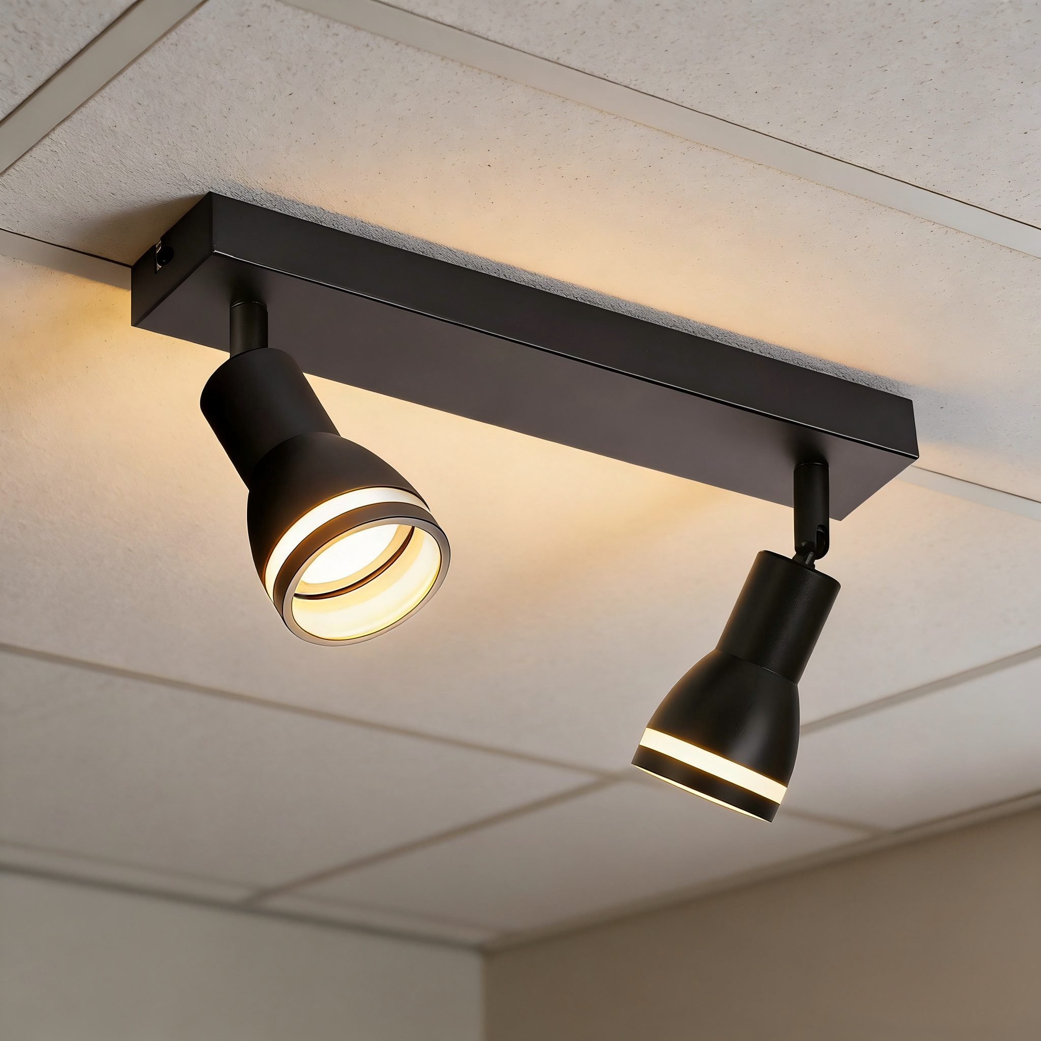 ZMH Deckenstrahler 2 Flammig Wandstrahler GU10 Schwenkbar 355° für Büro Wohnzimmer, Einfache Installation, ohne Leuchtmittel, Schwarz/Weiß Deckenleuchte Hohe Flexibilität