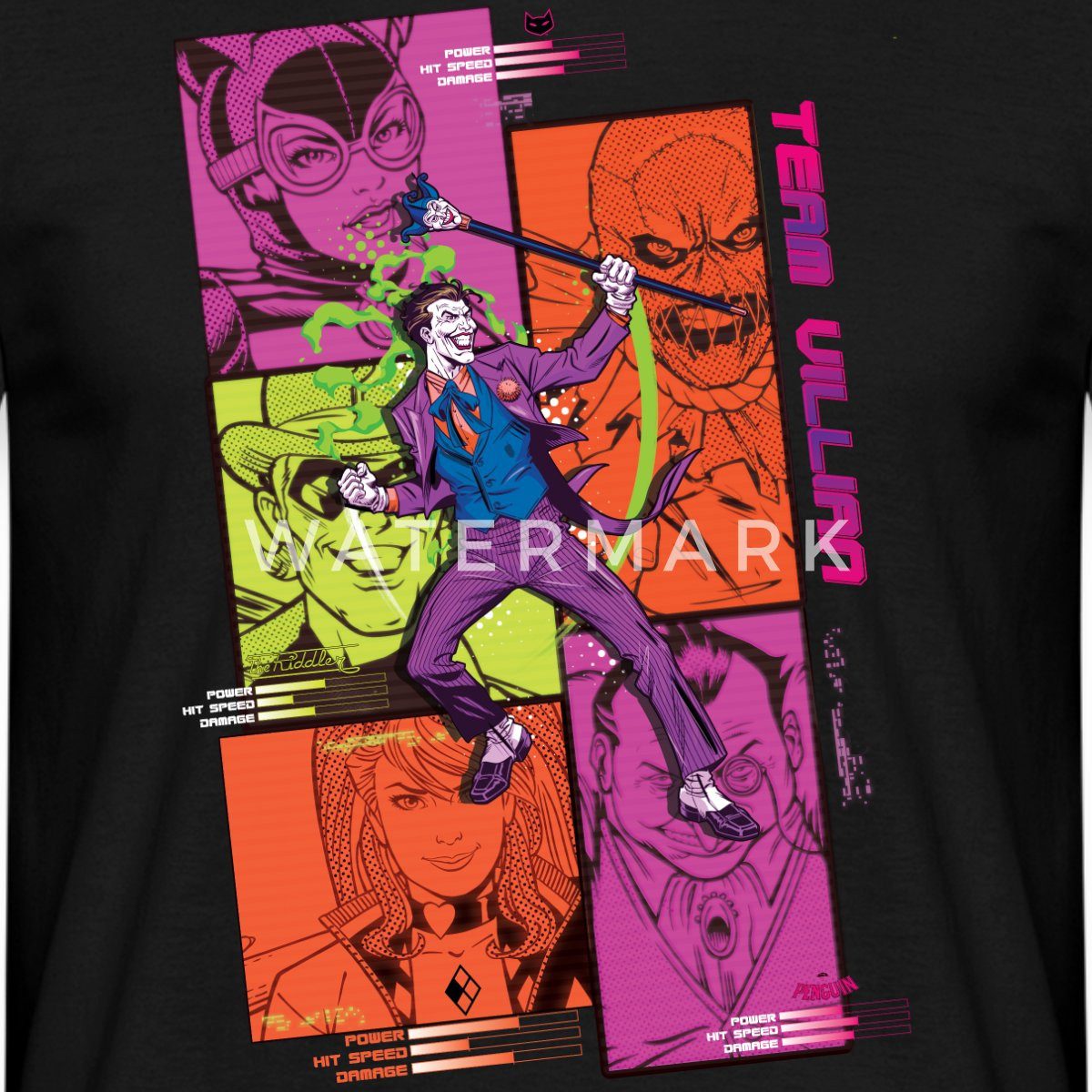 Spreadshirt T-Shirt Batman Team Villain Mit Joker Und Comic-Panels Männer T-Shirt (1-tlg)
