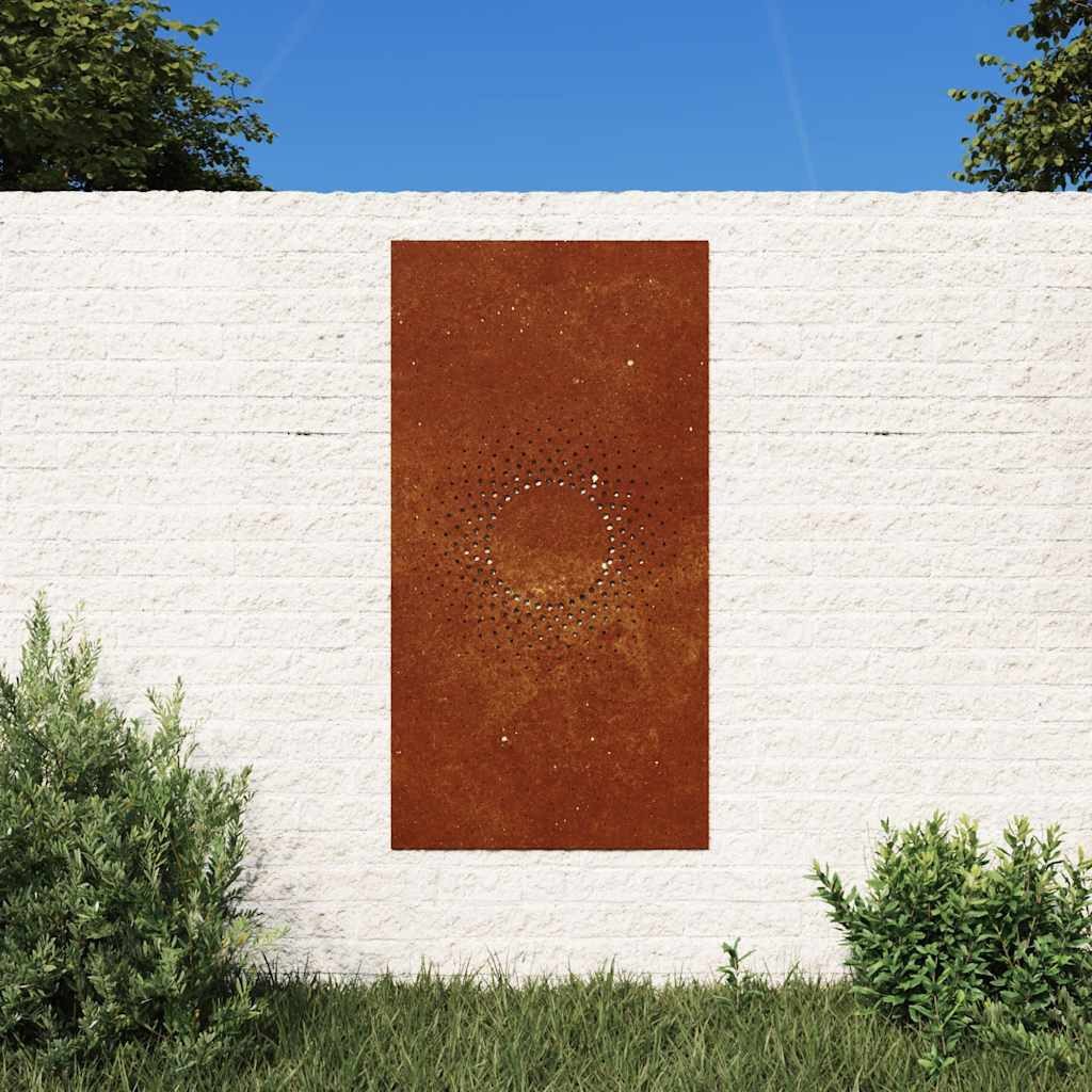 furnicato Wanddekoobjekt Garten-Wanddeko Sonne aus Cortenstahl 105 x 55 x 0,7 cm Rostig, Wetterfestes Wandbild mit hohlem Design und einfachen Montagelöchern