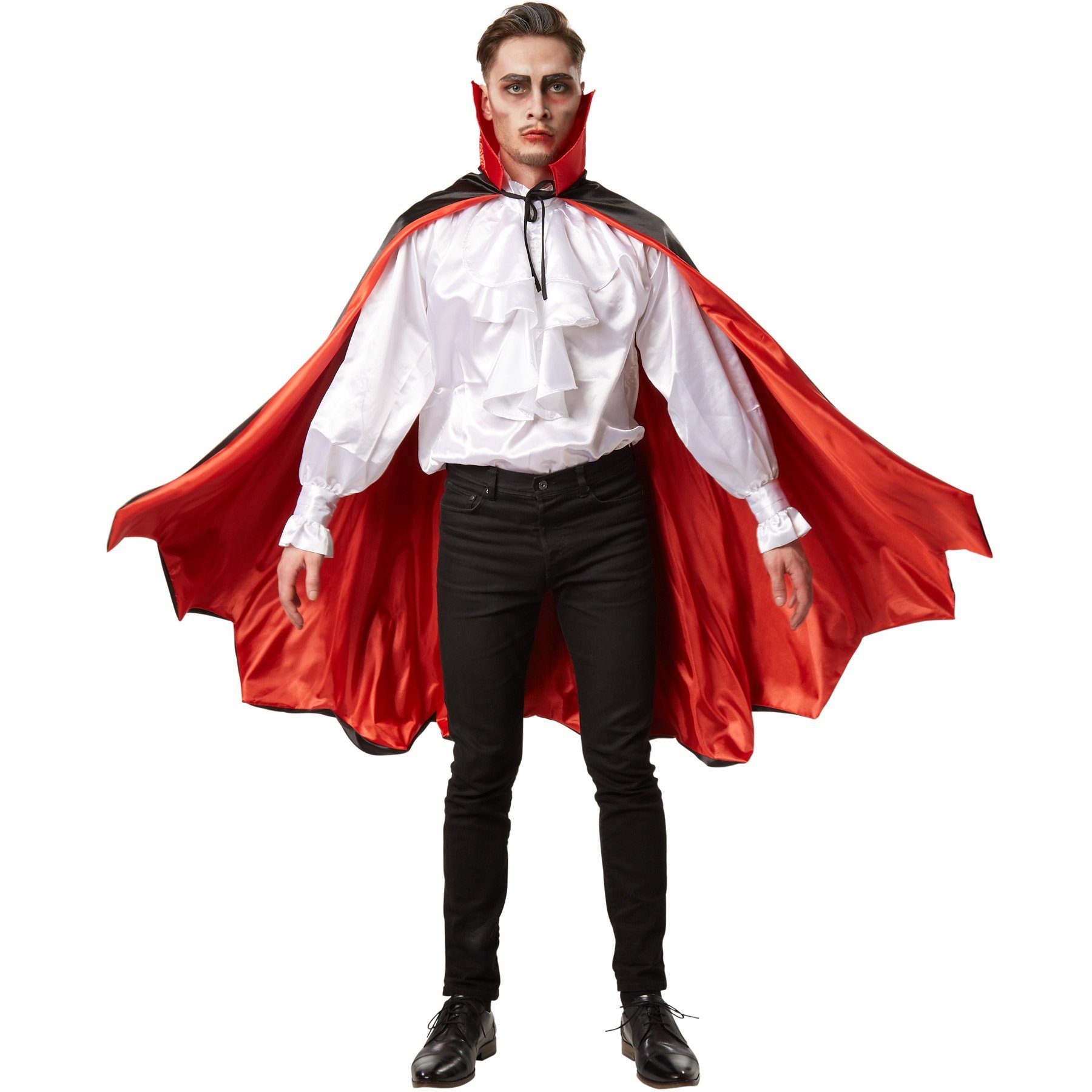 dressforfun Umhang Vampirumhang Fledermaus, Zweifarbiger Umhang zum Schnüren
