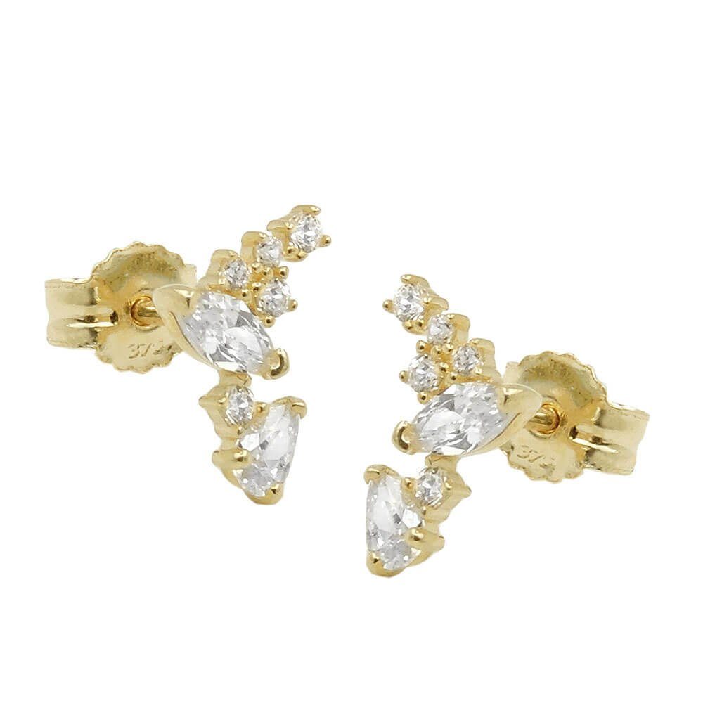 Paar Ohrstecker Paar Ohrstecker 7x6mm Fantasie Bogen mit Zirkonia 9Kt 375 Gold