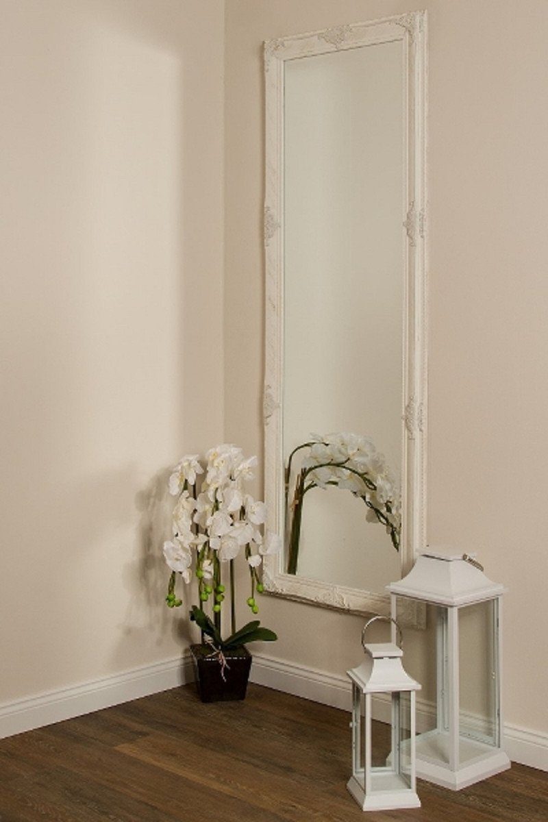 Padrino Barock Casa und Holzrahmen cm Handgefertigter 190 wunderschönen Weiß Barockspiegel x Barock - H. mit Spiegel Wandspiegel Verzierungen 65