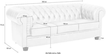 Max Winzer® Chesterfield-Sofa Kent, 3-Sitzer mit edler Knopfheftung, Breite 205 cm