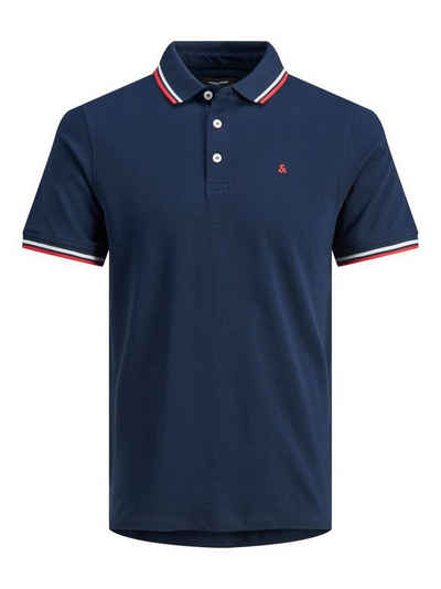 Jack & Jones Poloshirt »Herren + Fit Polo Shirt Kurzarm Pique Hemd JJEPAULOS Big Size« (1-tlg) 3615 in Dunkelblau