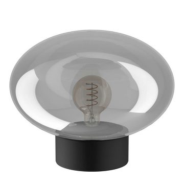 EGLO Tischleuchte MADONNINA, ohne Leuchtmittel, Tischlampe, Metall in Schwarz und Glas in Grau-transparent, E27, 27 cm