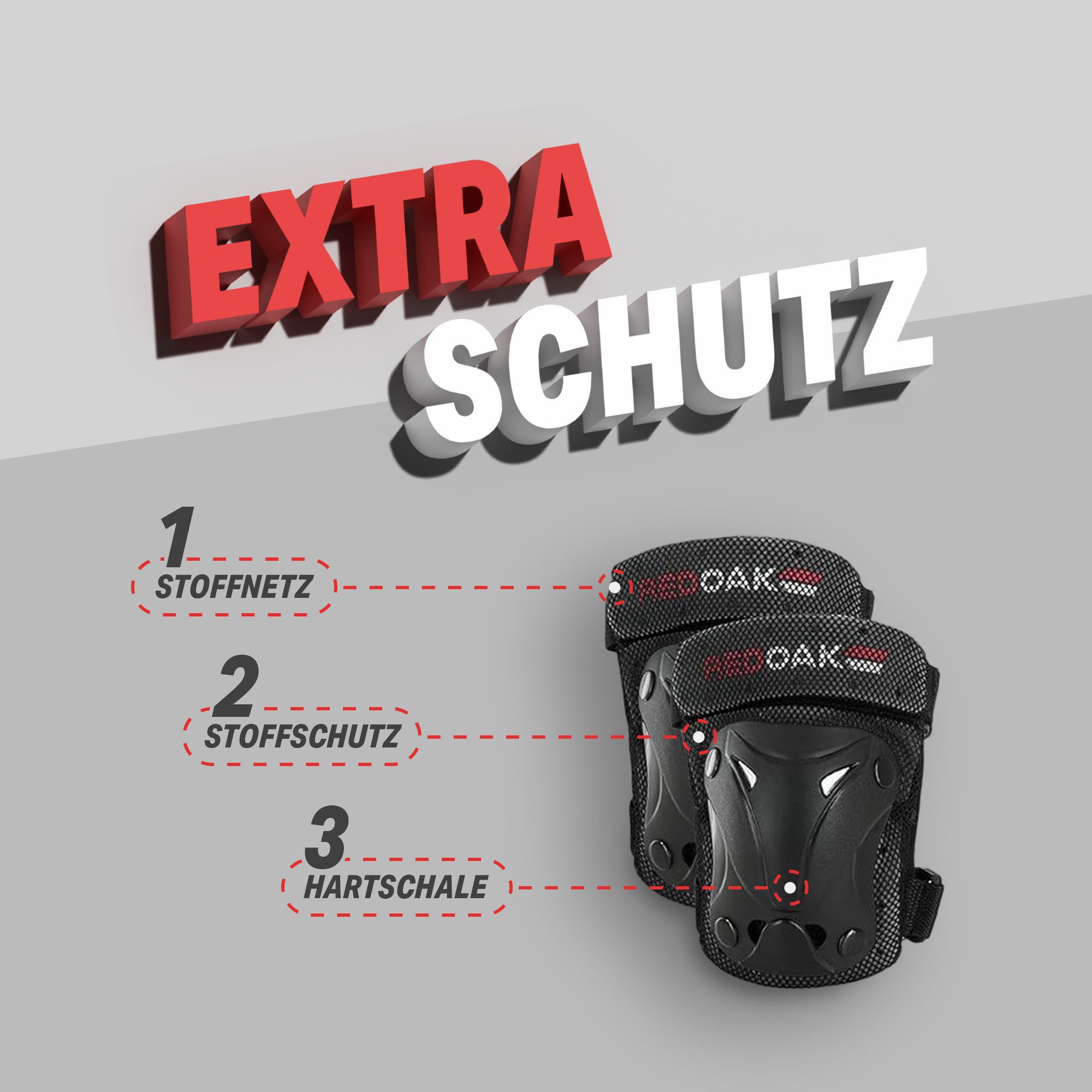 Bestlivings Protektoren-Set Redoak Schutzausrüstung (7-tlg., mit Ellenbogenschutz, Knieschutz und Handgelenkschutz, inkl. Tasche), Hochwertige Schutzausrüstung - Schoner Set - Inliner Schützer