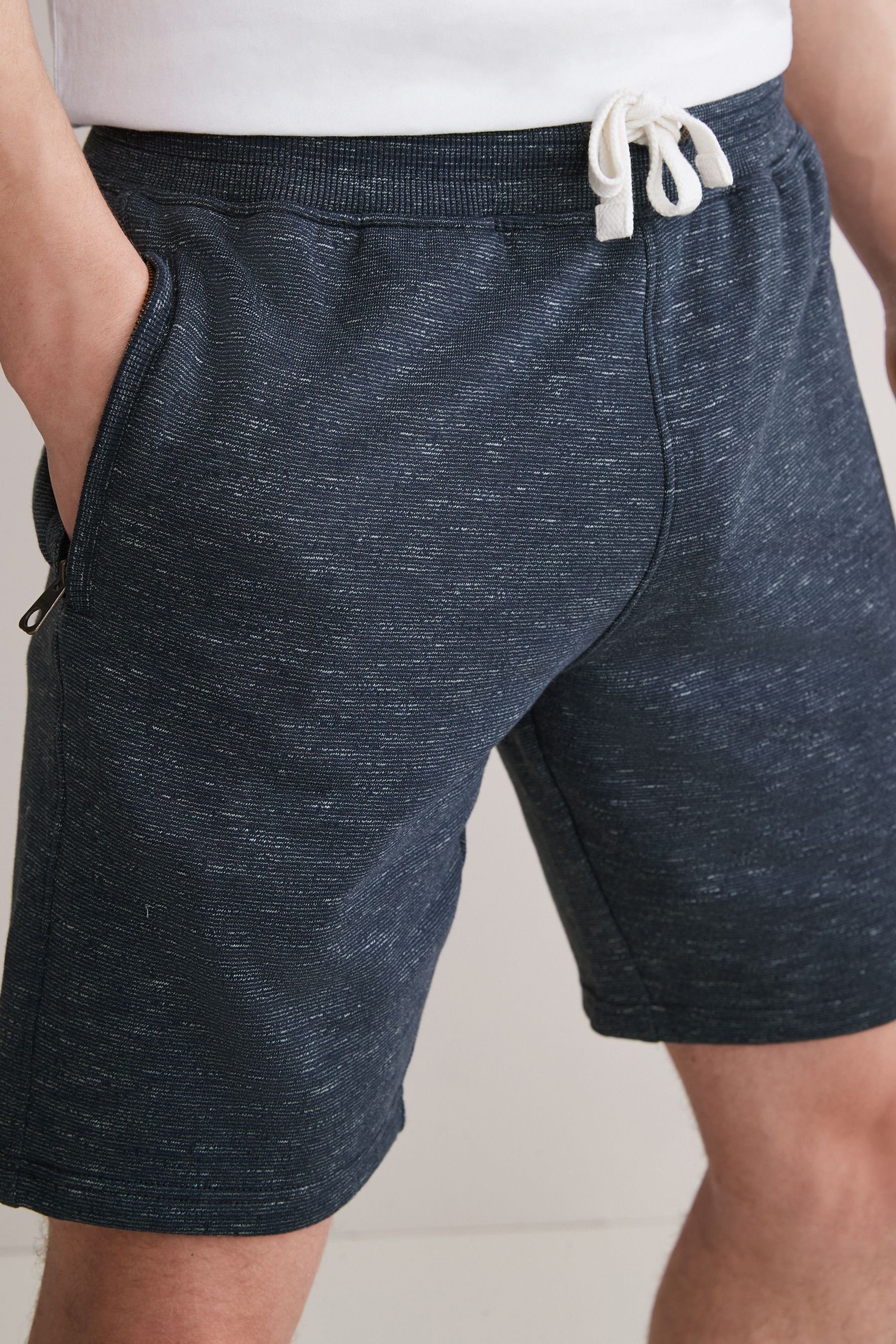 Herren Kurze Hosen Next Shorts Melierte Jersey-Shorts mit Reißverschlusstaschen
