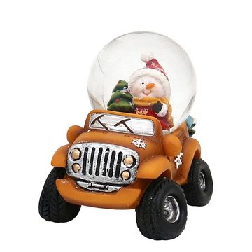 SIGRO Weihnachtsfigur Polyresin Schneekugel, 3-fach sortiert, 1 Stück (Stück, 1 St., 1 Schneekugel mit Auto-Motiv)