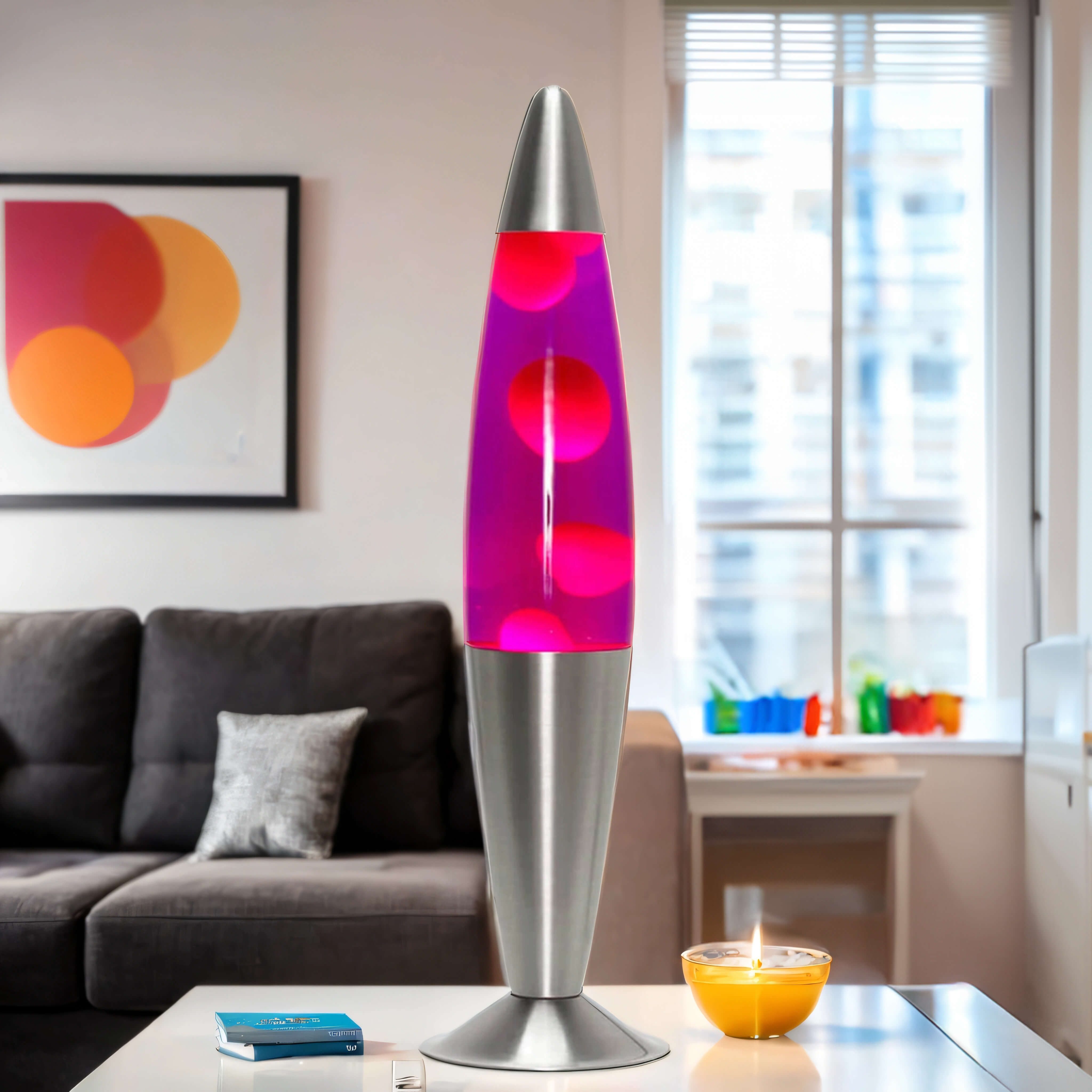 Licht-Erlebnisse Lavalampe JENNY, Warmweiß, Retro Rot Lila Silber 42 cm hoc günstig online kaufen