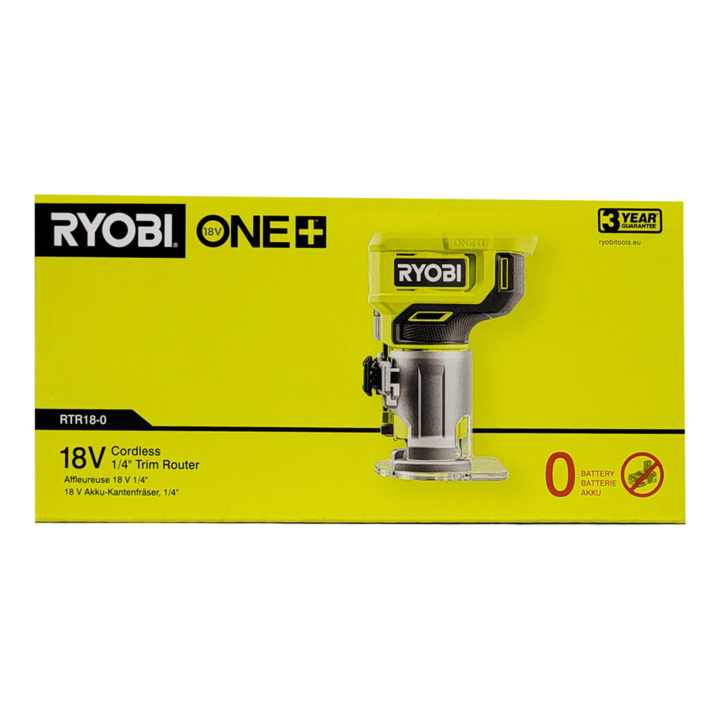 RYOBI Oberfräse Ryobi RTR18-0 - Akku-Oberfräse 18 V ONE+ (ohne Akku und Ladegerät), (1-tlg)