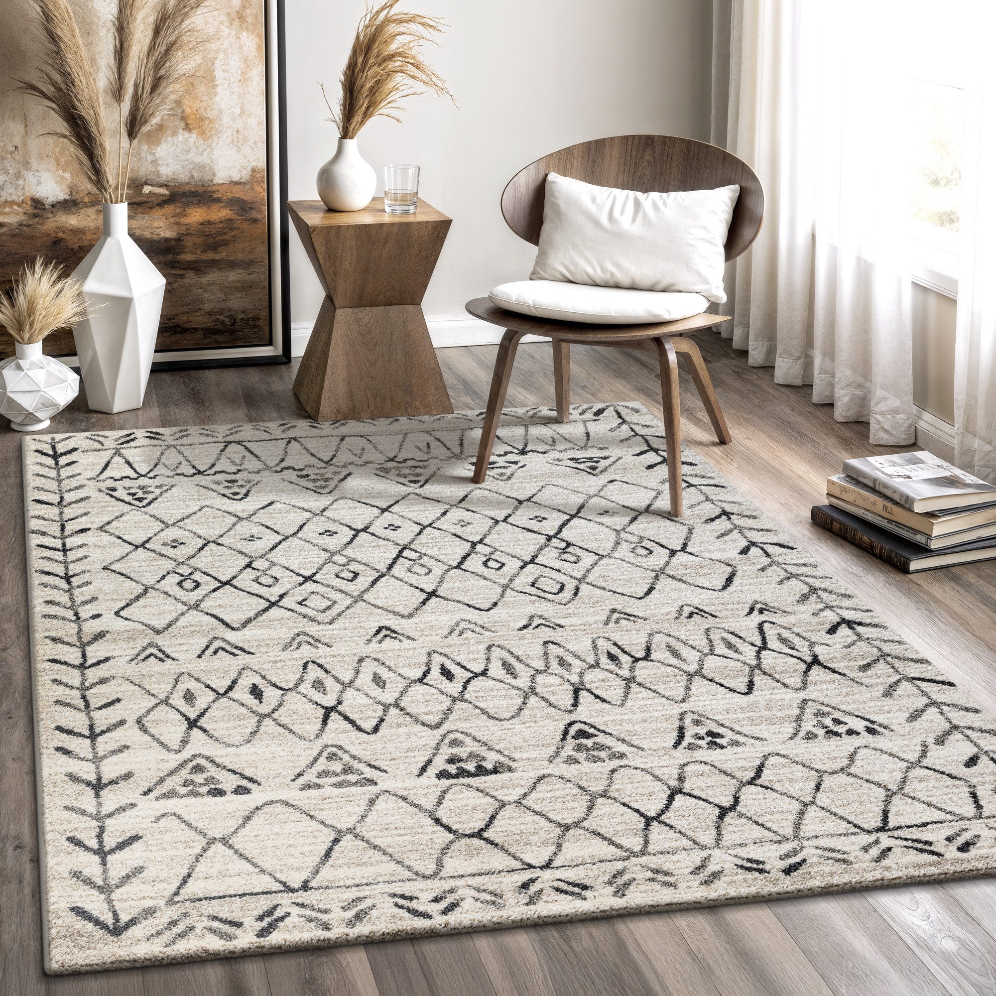 Sanat Teppich Boho 8200, auch als Läufer und in Rund, rechteckig, Höhe: 10 mm, Kurzflor, robust, Boho, Scandic, für Fussbodenheizung geeignet