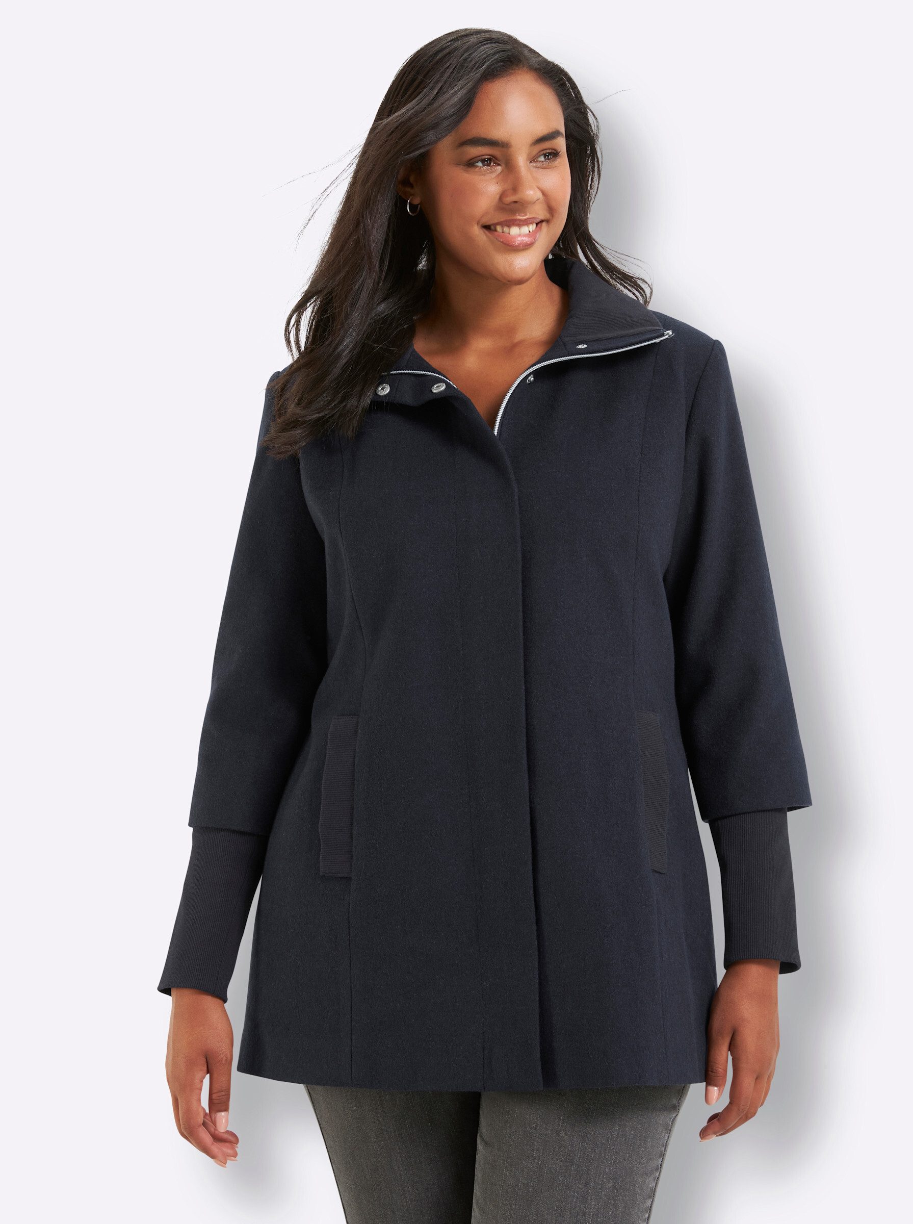 Sheego Allwetterjacke Woll-Jacke Langarm