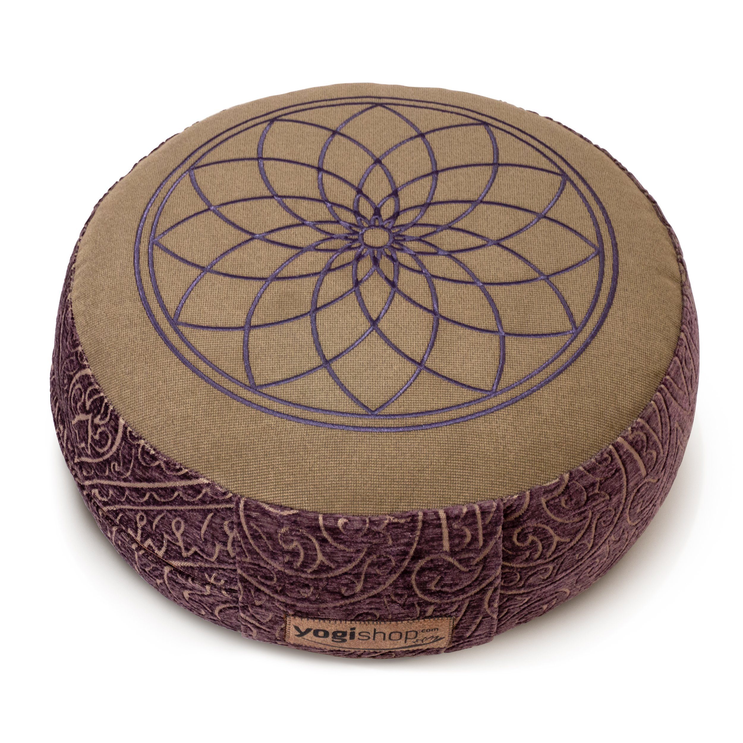 Meditationskissen rund Yogishop Motiv-Stickerei mit Meditationskissen, Hochwertiges "Sunflower". violett Sunflower, Meditationskissen