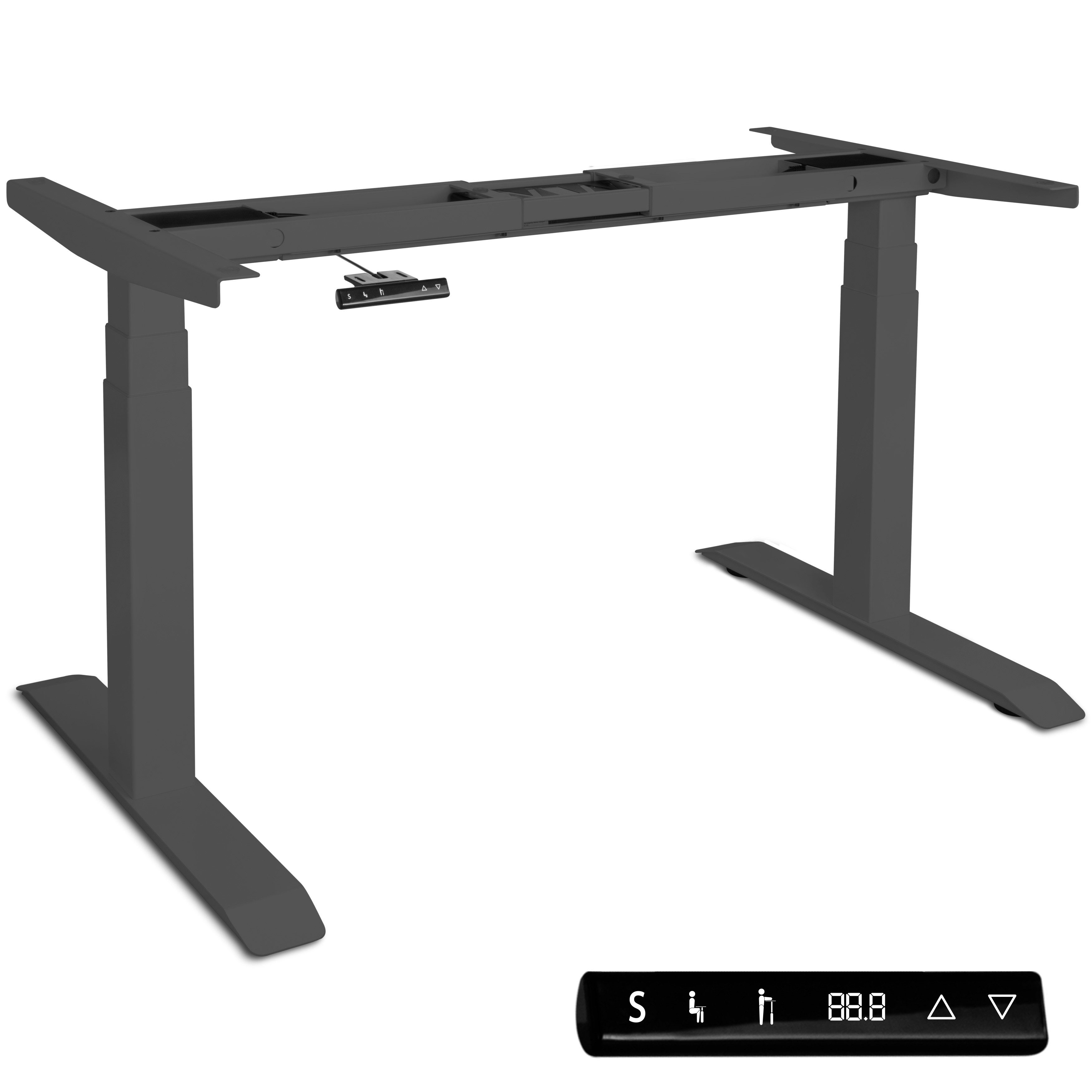 Poppstar Schreibtisch Sitz-Steh-Schreibtischgestell Dual-Motor-System (Elektrisch höhenverstellbares Schreibtisch-Gestell), mit Soft-Start/-Stop, Kollisionsschutz & 2 speicherbaren Tischhöhen