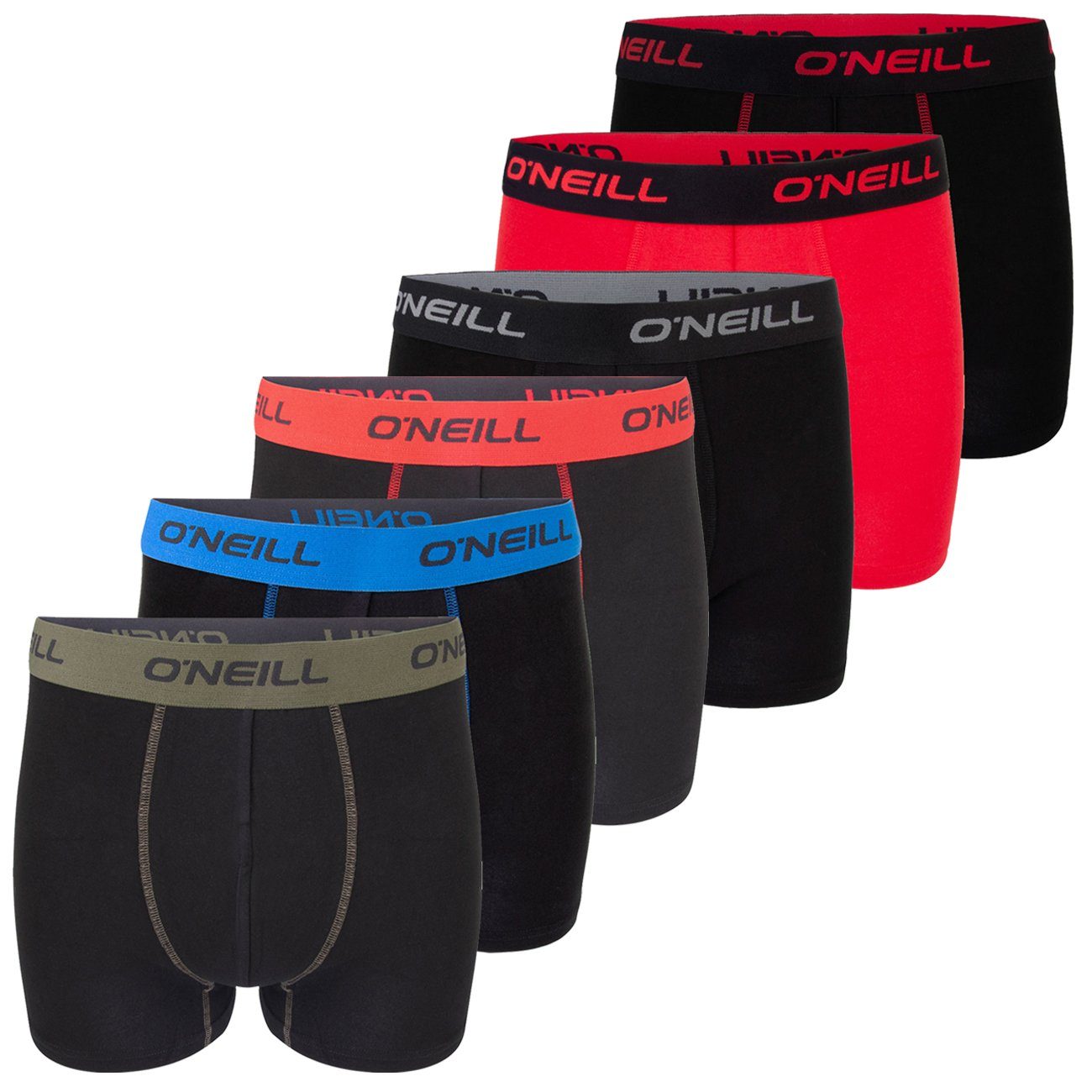 O'Neill Boxershorts Herren Retroshorts Männer Unterwäsche (Vorteilspack, 6-St) Basic Boxer mit Stretch